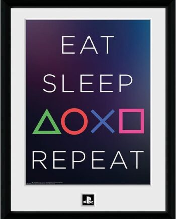 Playstation Plakat Med Ramme Eat Sleep Repeat 30x40