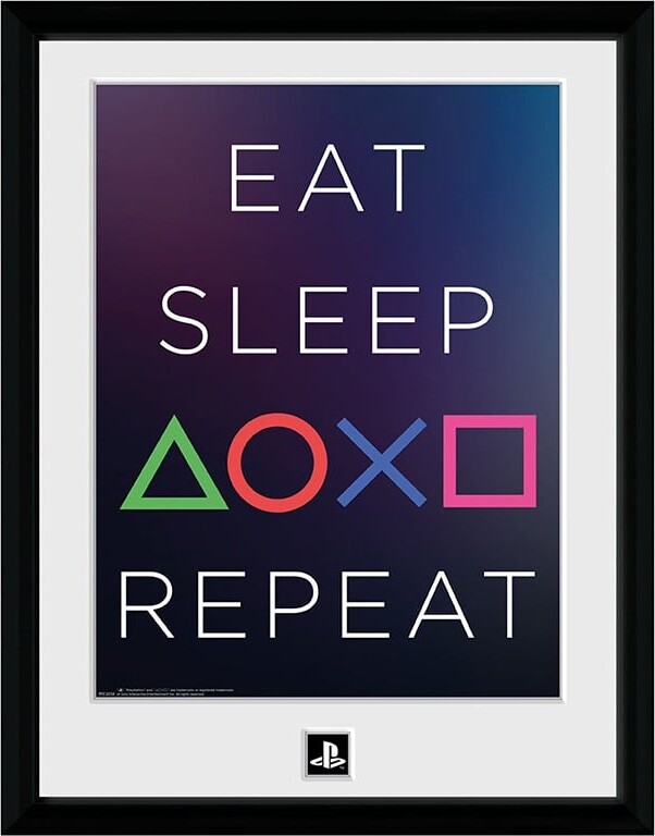 Playstation Plakat Med Ramme Eat Sleep Repeat 30x40