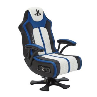 Xrocker Playstation Legend Wireless Pedestal Chair White Blue And Black Stol Geekd