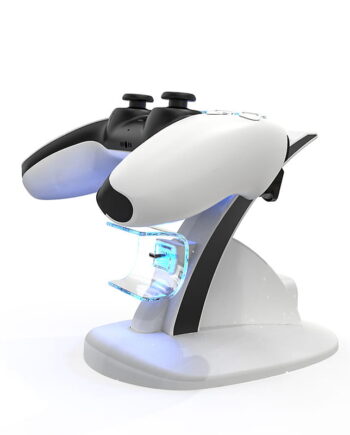 Dobe Ps5 Dualsense Controller Oplader Bluelight Charging Dock Hvid