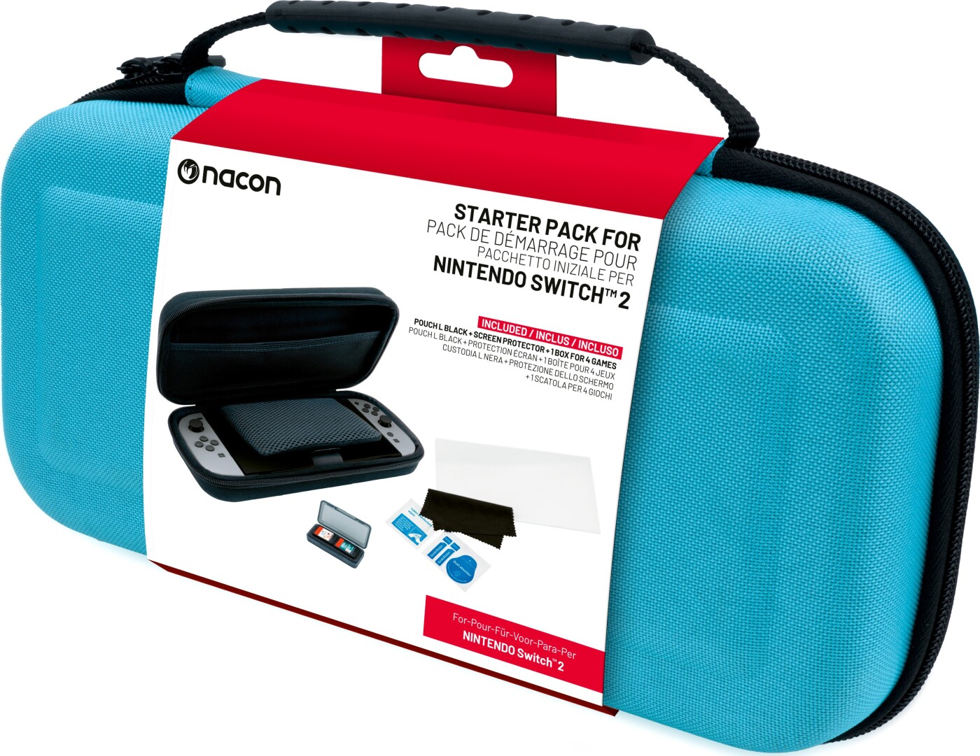 Essential Pack Til Nintendo Switch Hårdtaske Skærmbeskyttelse Opbevaringsboks Til Spil Blå Nacon