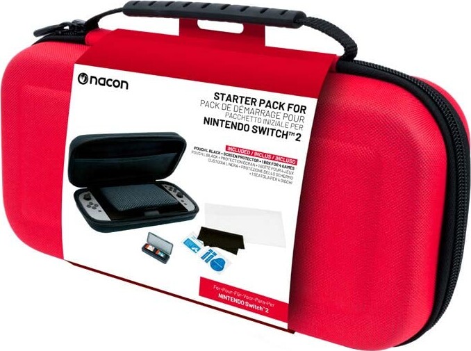 Essential Pack Til Nintendo Switch Hårdtaske Skærmbeskyttelse Opbevaringsboks Til Spil Rød Nacon