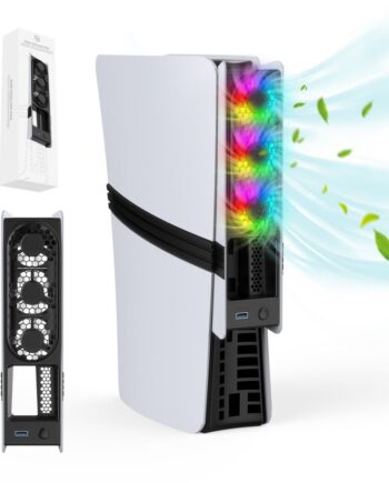 Jys Usb Køler Til Ps5 Pro   Ps5 Slim Med Rgb Lys Sort