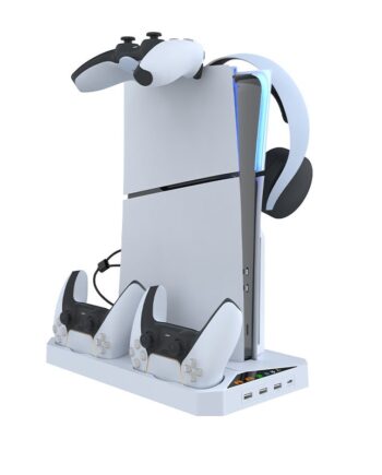 Multifunktionel Ps5 Slim Cooling Stand Med Plads Til Ps5 Controllere Samt Headphones