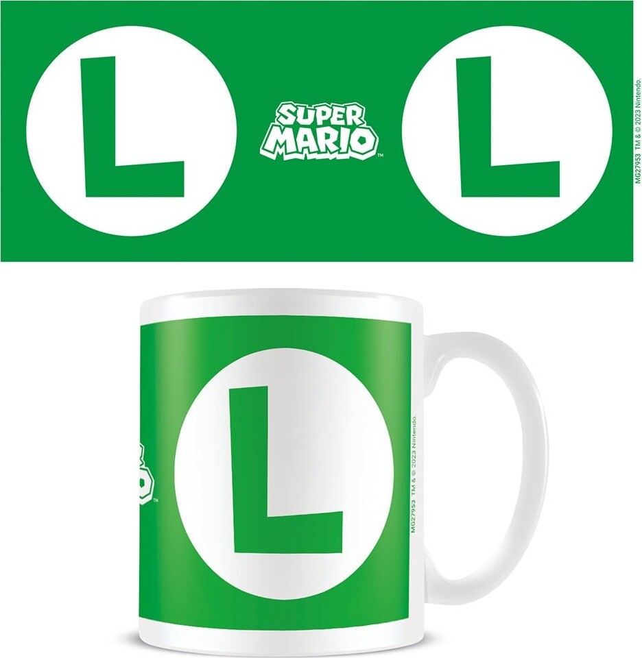 Nintendo Super Mario Luigi Initial White Pod Mug White
