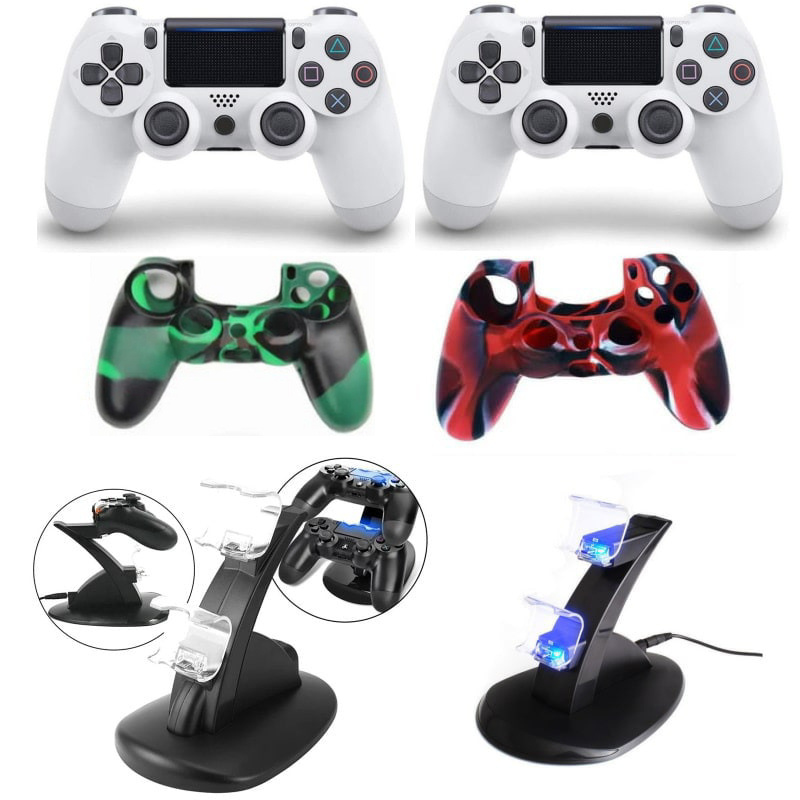 Playstation Controller Bundle Ps4 Controllere Ps4 Controller Silikone Covers Ps4 Controller Dual Charger