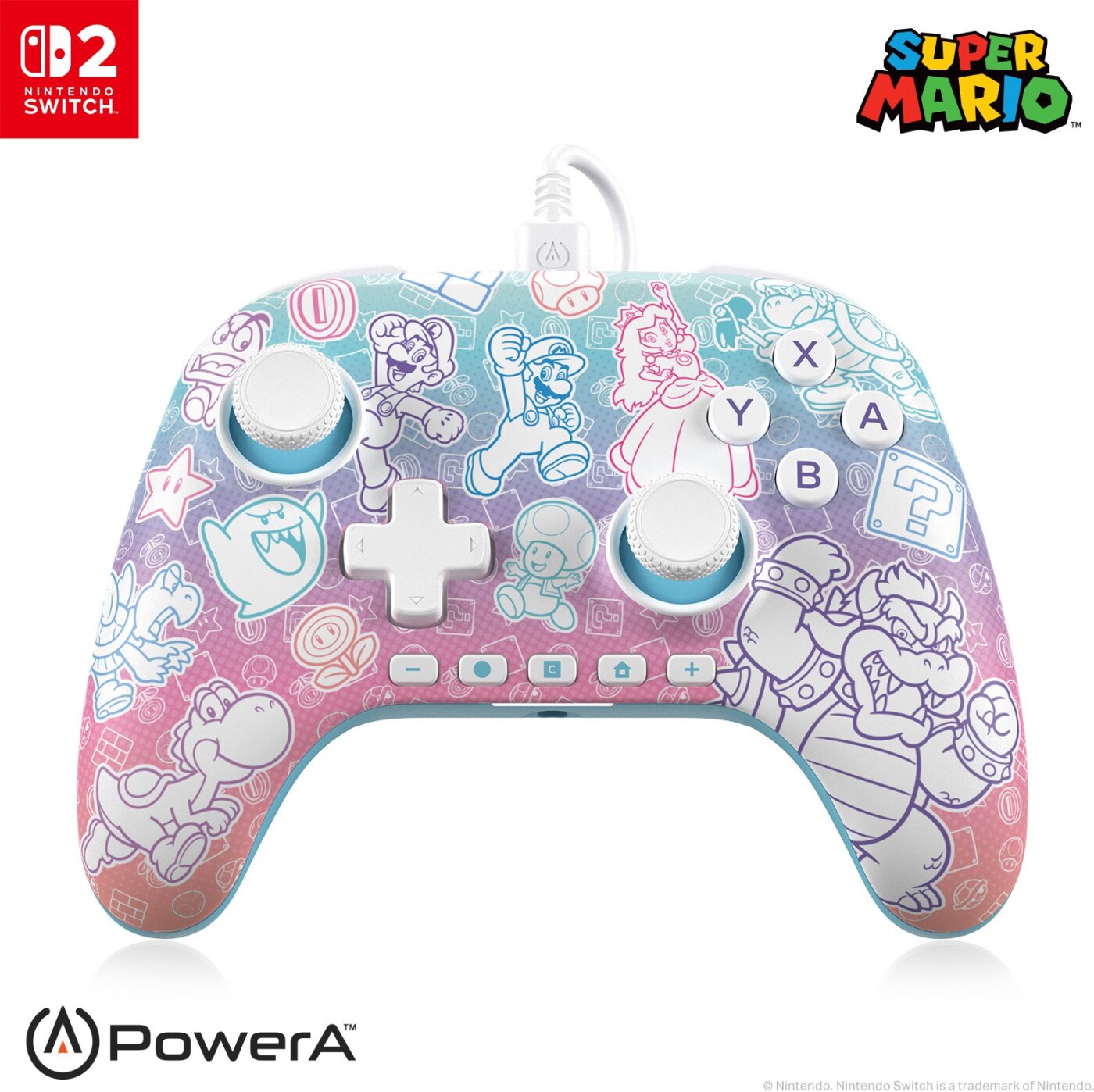 Powera Advantage Wired Controller For Nintendo Switch Mushroom Kingdom Power