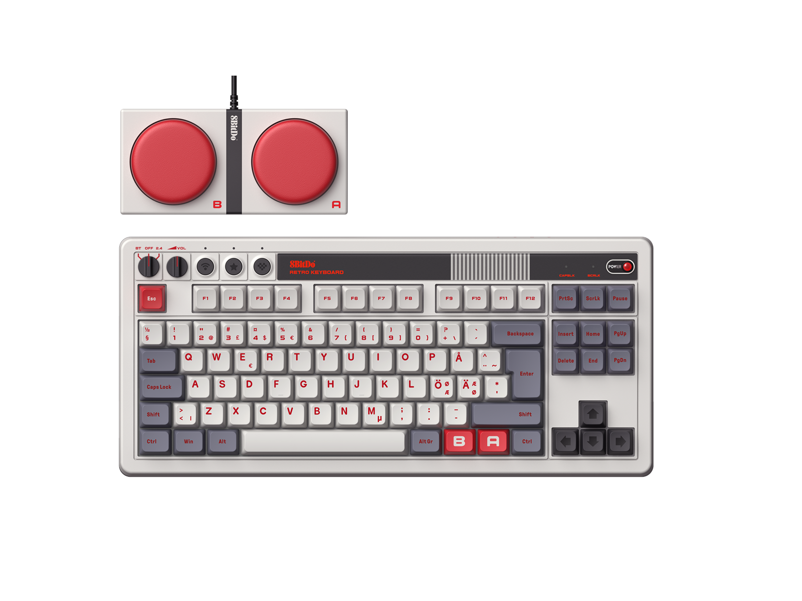 8bitdo Mekanisk Keyboard Nintendo Edition Iso Nordisk Tastatur Geekd